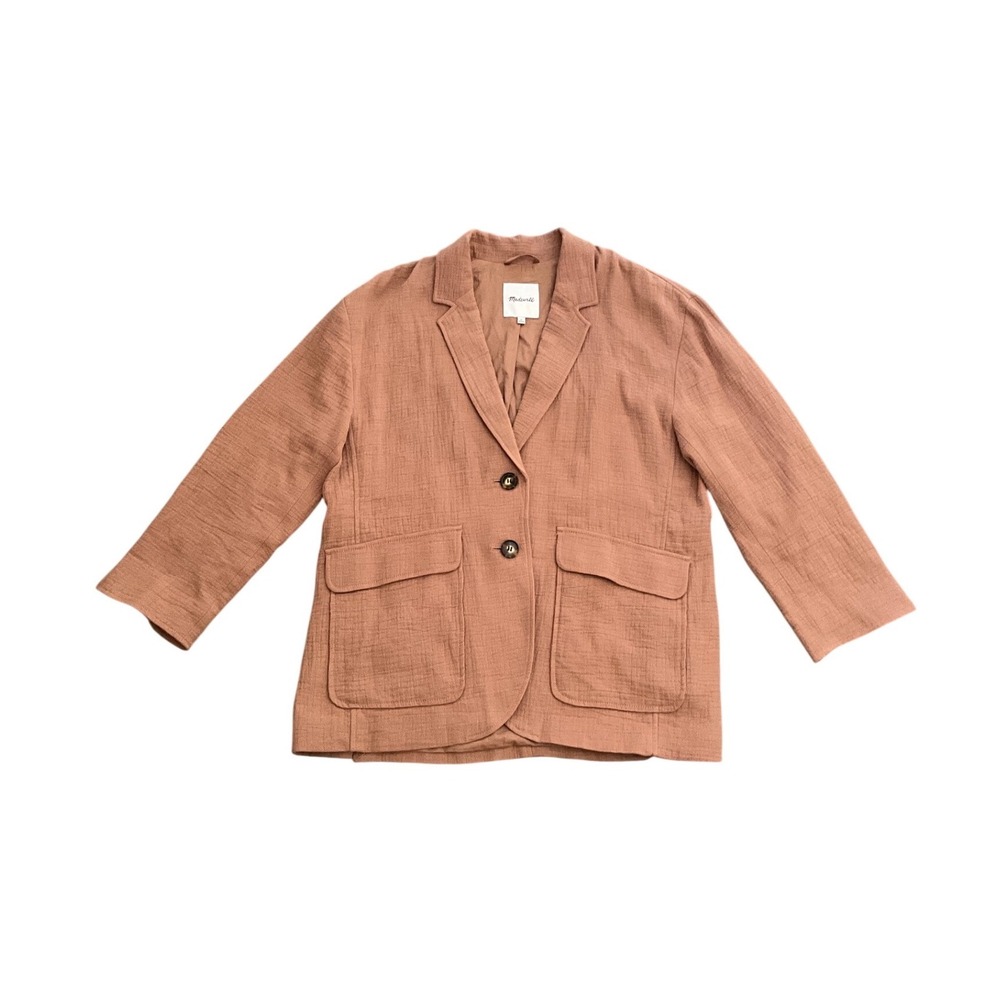 Madewell Larsen Blazer Faded Earth Cotton Linen‎ Relaxed 3/4 Sleeve Womens XL